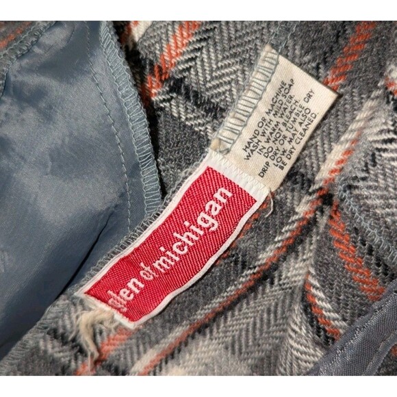 Vintage Bill Atkinson Glen Of Michigan Grey Orange Plaid Button Jacket 70s Wool - Picture 7 of 7